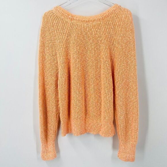 Free People Size Small Orange Electric City Neon Linen Blend Knit Sweater Top - Picture 10 of 10